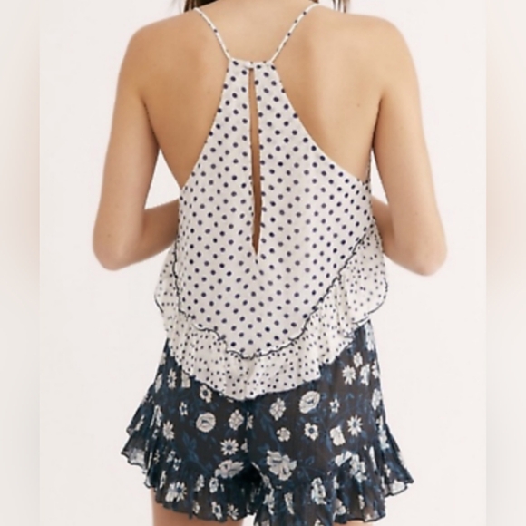 Free People Dance Till Dawn Polka Dot Ruffle Tank Top, L, NWT - Picture 2 of 7